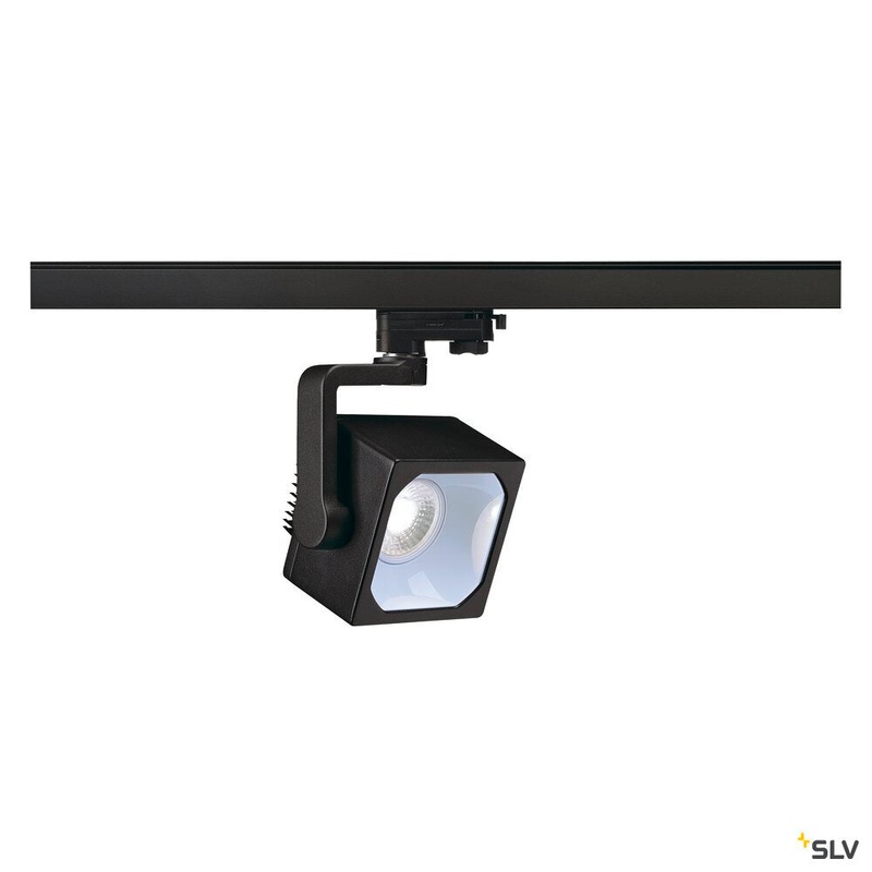 EURO CUBE, spot for 240V 3-phase track, LED, 4000K, black, 60, incl. 3-phase adapter