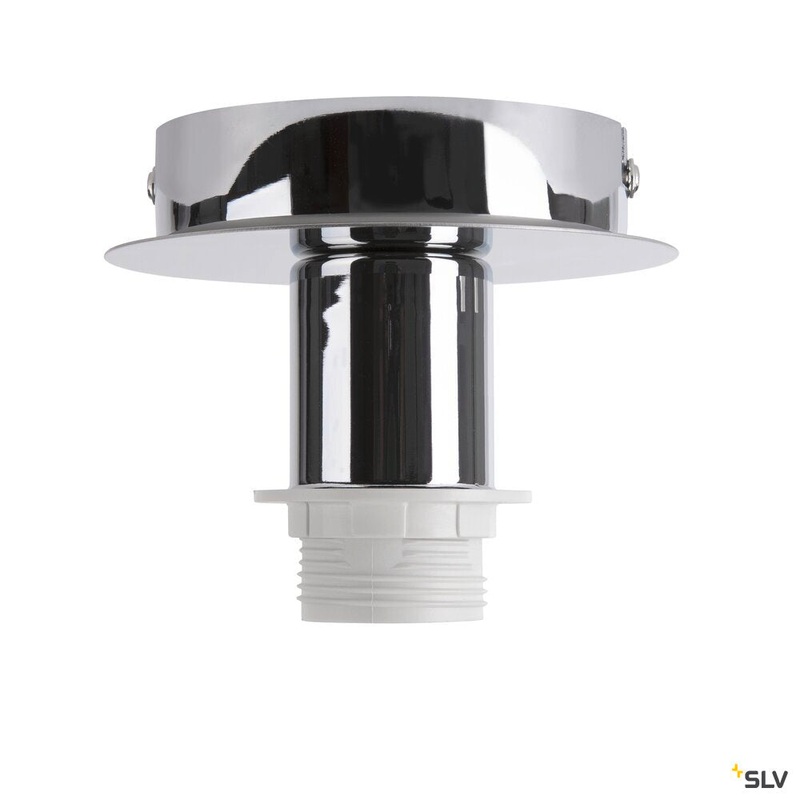 FENDA, ceiling light, ceiling plate, A60, chrome, without shade, max. 60W