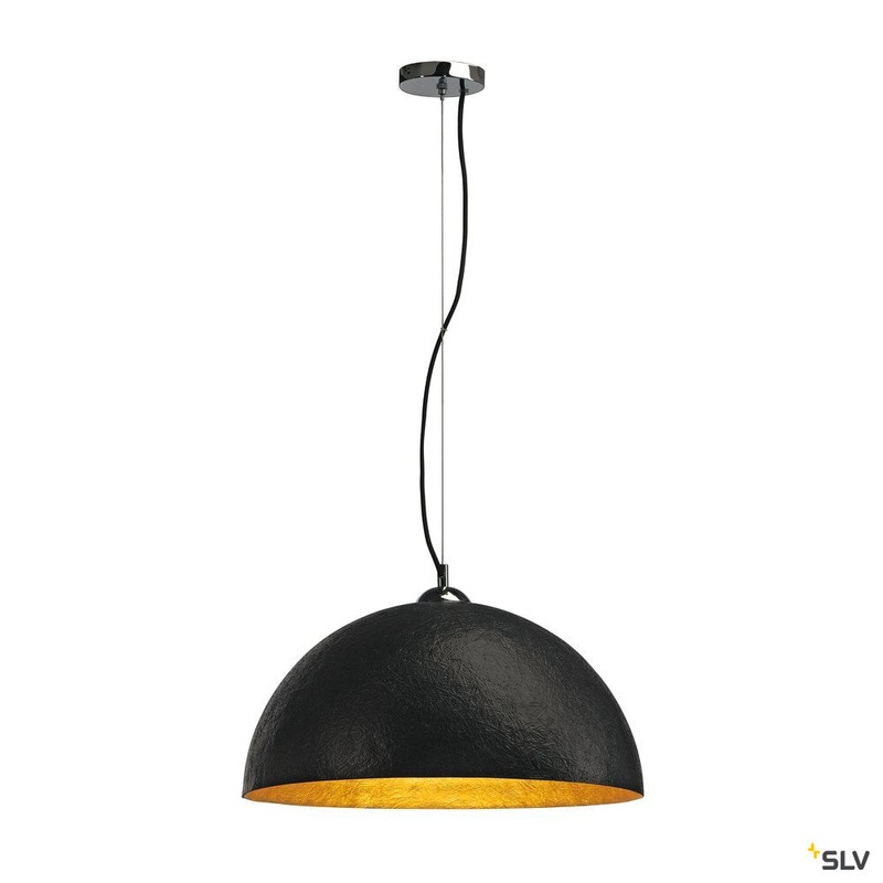 FORCHINI PD-1, pendant, A60, round, matt black/gold,  50 cm, max. 40W