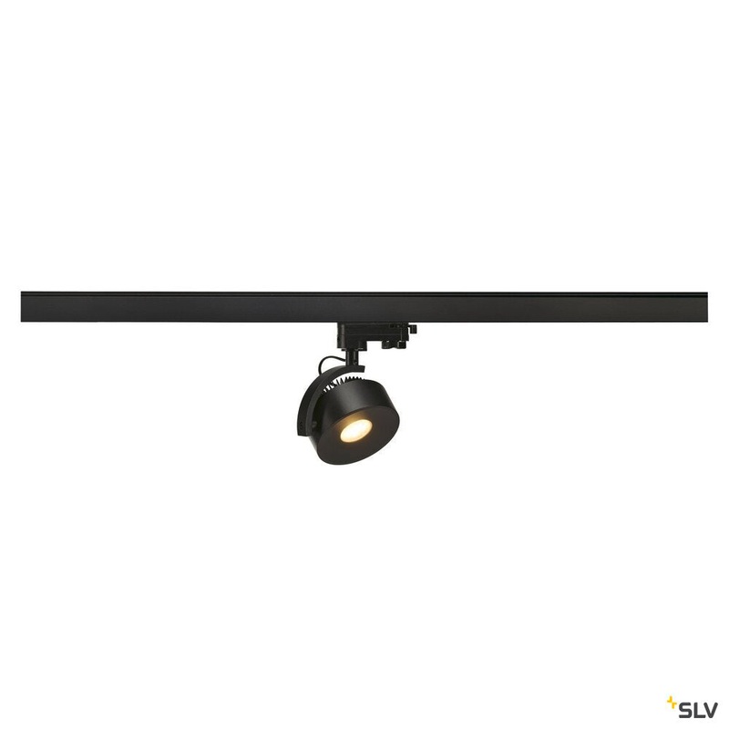 KALU TRACK, spot for 240V 3-phase track, LED, 3000K, round, black, incl. 3-phase adapter