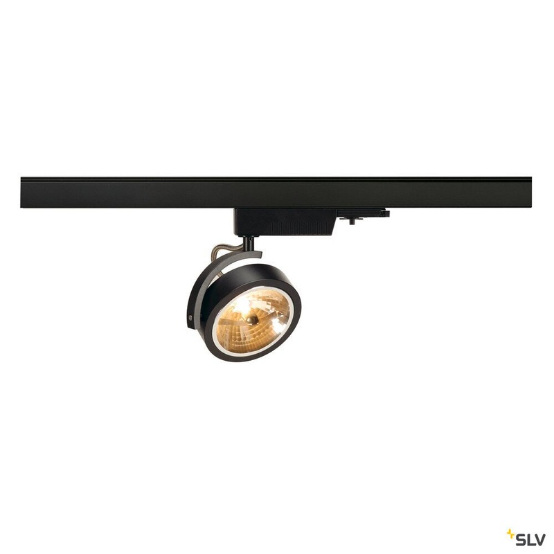 KALU TRACK, spot for 240V 3-phase track, QR111, black, max. 50W, incl. 3-phase adapter