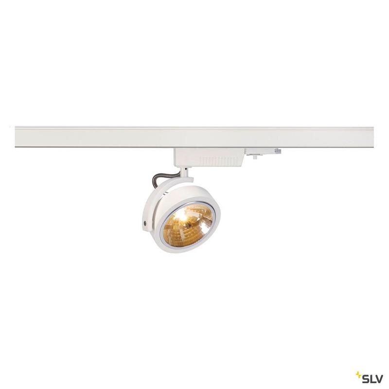 KALU TRACK, spot for 240V 3-phase track, QR111, white, max. 50W, incl. 3-phase adapter
