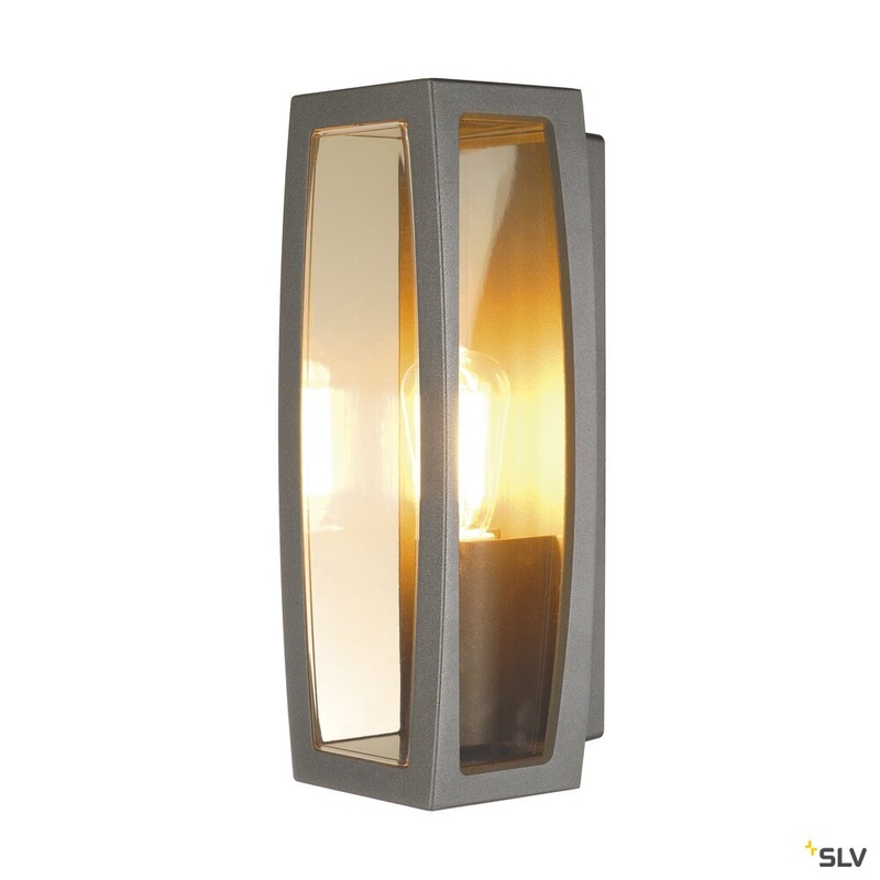 MERIDIAN BOX 2, outdoor wall light, TC-(D,H,T,Q)SE, anthracite, max. 25W, clear plastic