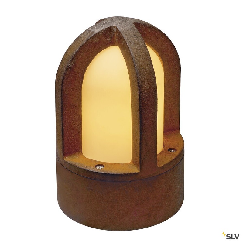 RUSTY CONE, outdoor floor stand, C35, round, rusted steel, /H 15/24 cm, max. 40W, IP54
