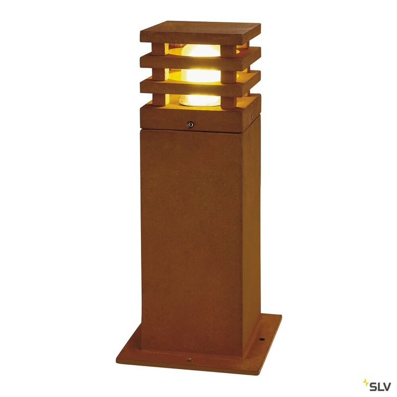 RUSTY SQUARE 40, outdoor floor stand, TC-DSE, IP55, square, rusted steel, L/W/H 12/12/40 cm, max. 11W