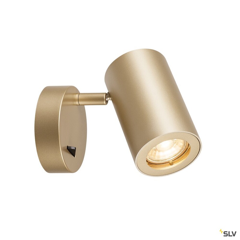 ENOLA_B, wall light, QPAR51, with switch, brass, max. 50W