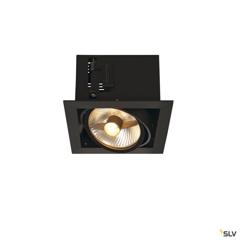 KADUX 1 recessed fitting, single-headed, QPAR111, square, matt black, max. 75W