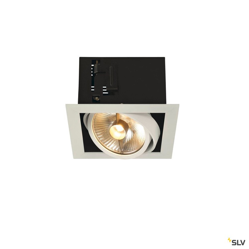 KADUX 1 recessed fitting, single-headed, QPAR111, square, matt white, max. 75W