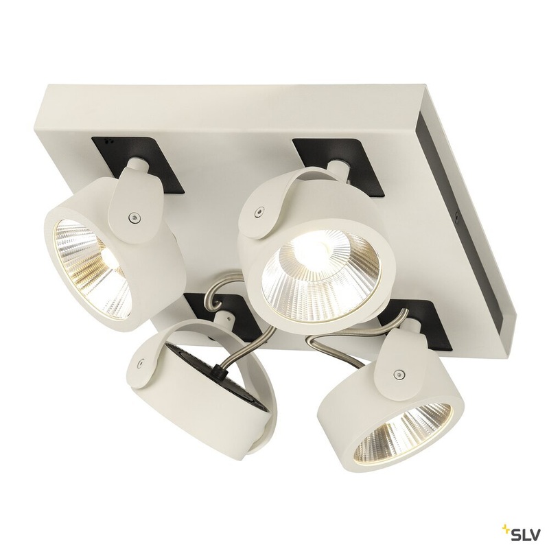 KALU, wall and ceiling light,  four-headed, LED, 3000K, square, white/black, 60