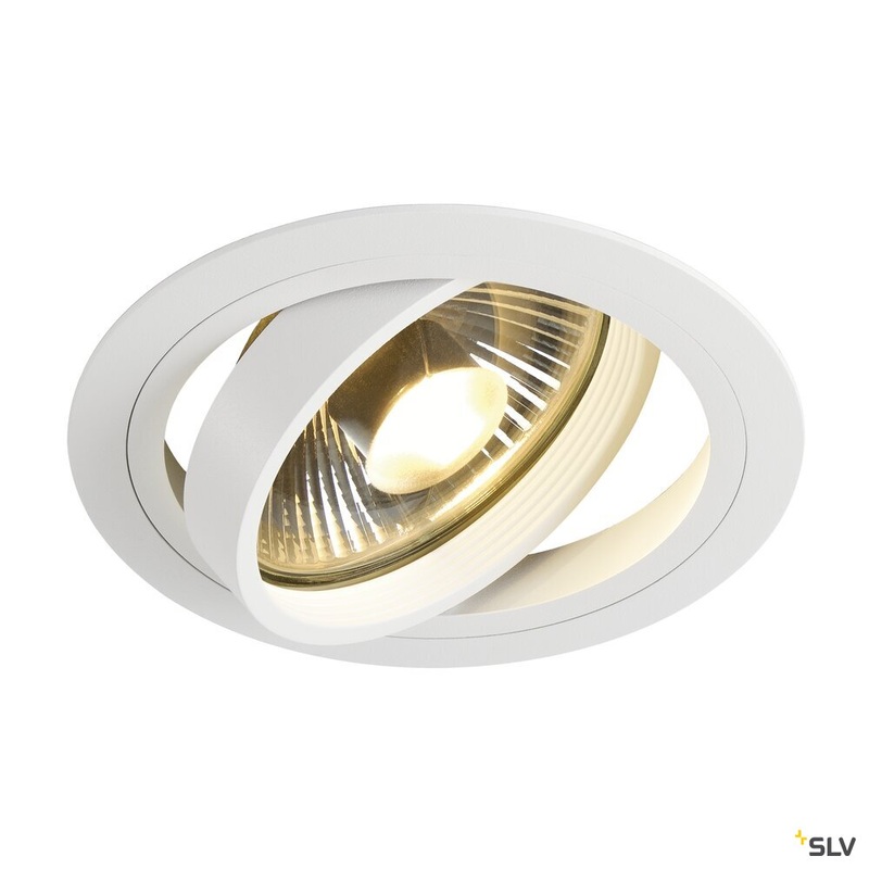 NEW TRIA 1 recessed fitting, single-headed, QPAR111, round, matt white, max. 75W, incl. leaf springs