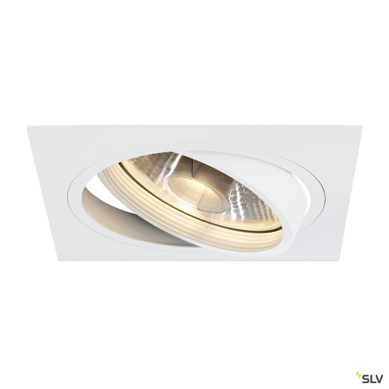 NEW TRIA 1 recessed fitting, single-headed, QPAR111, square, matt white, max. 75W, incl. leaf springs