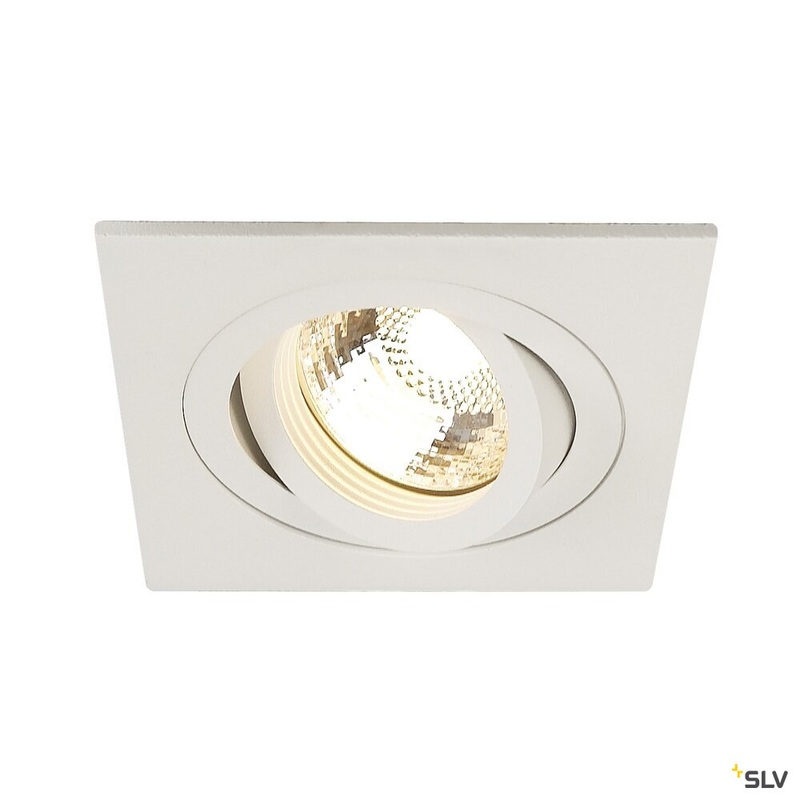 NEW TRIA 1 recessed fitting, single-headed, QPAR51, square, white, max. 50W, incl. leaf springs