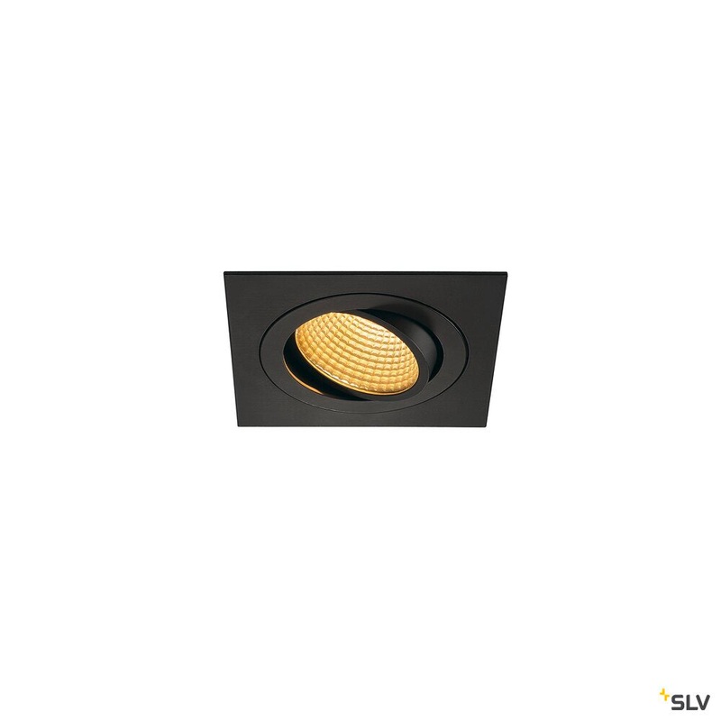 NEW TRIA 1 SET recessed fitting, LED, 2700K, square, black, 38, 16W, incl. driver, clip springs