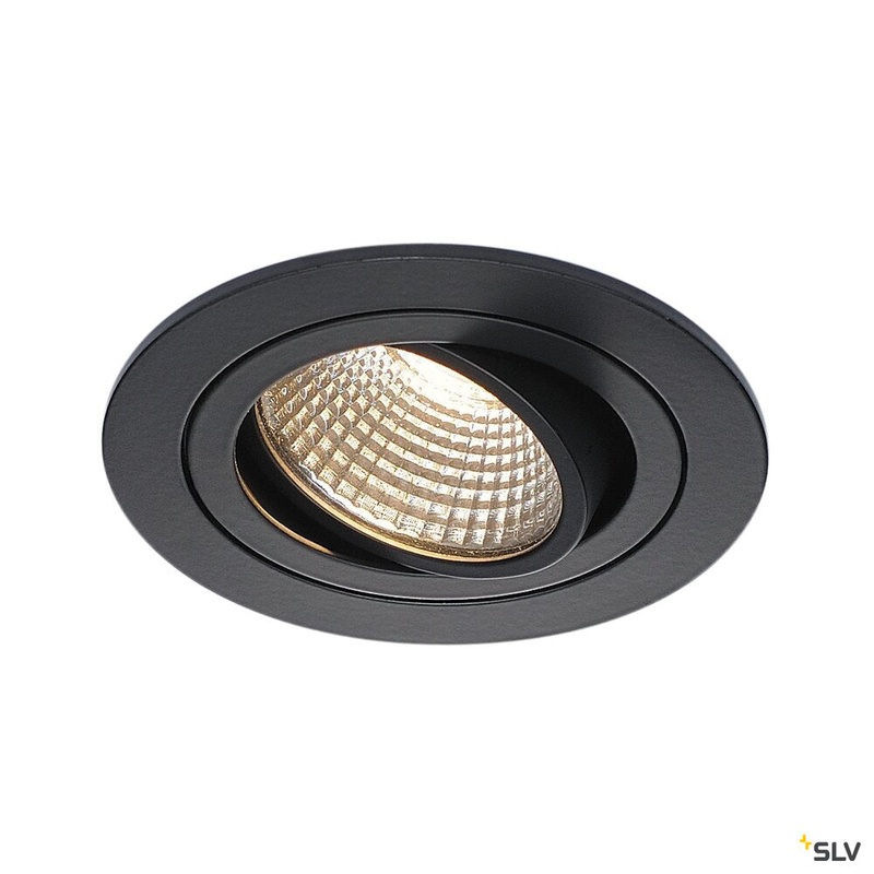 NEW TRIA 1 SET recessed fitting, LED, 3000K, round, matt black, 38, incl. driver, clip springs