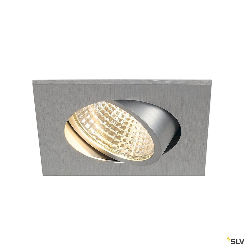 NEW TRIA 1 SET recessed fitting, LED, 3000K, square, brushed aluminium, 38, incl. driver, clip springs