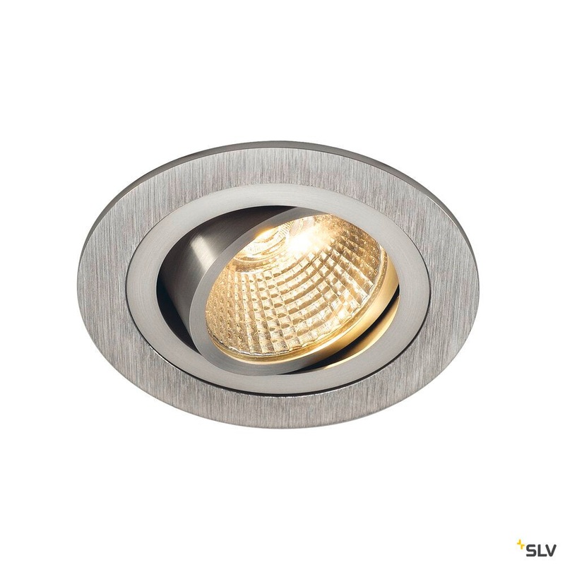 NEW TRIA 1 SET recessed fitting, single-headed LED, 2700K, round, brushed aluminium, 38, 9.1W, incl. driver, clip springs