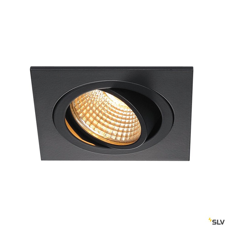 NEW TRIA 1 SET recessed fitting, single-headed LED, 2700K, square, matt black, 38, 9.1W, incl. driver, clip springs