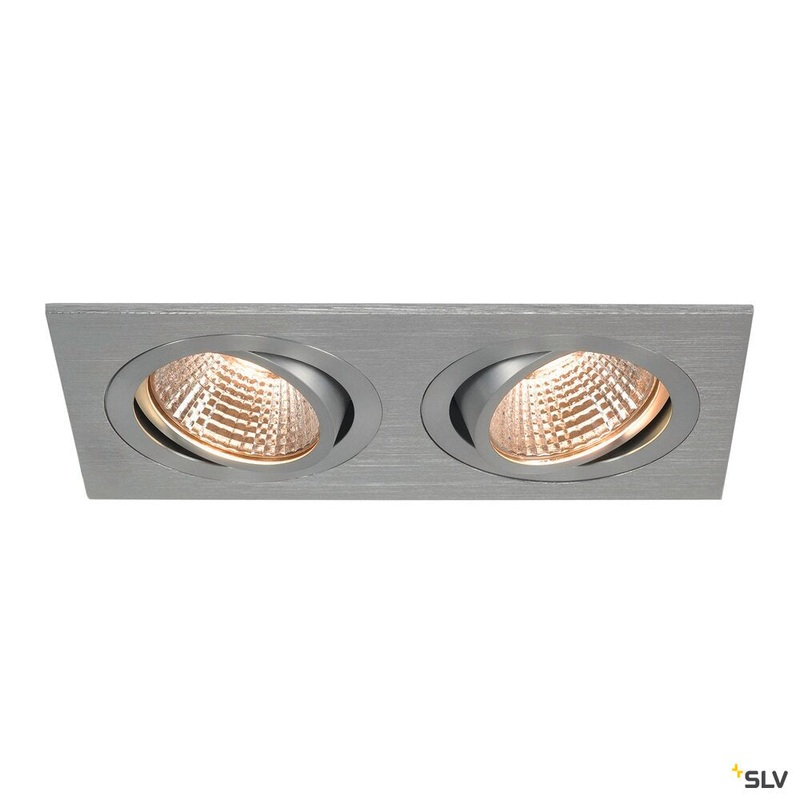 NEW TRIA 2 SET recessed fitting, double-headed LED, 2700K, rectangular, brushed aluminium, 38, 14.7W, incl. driver, clip springs