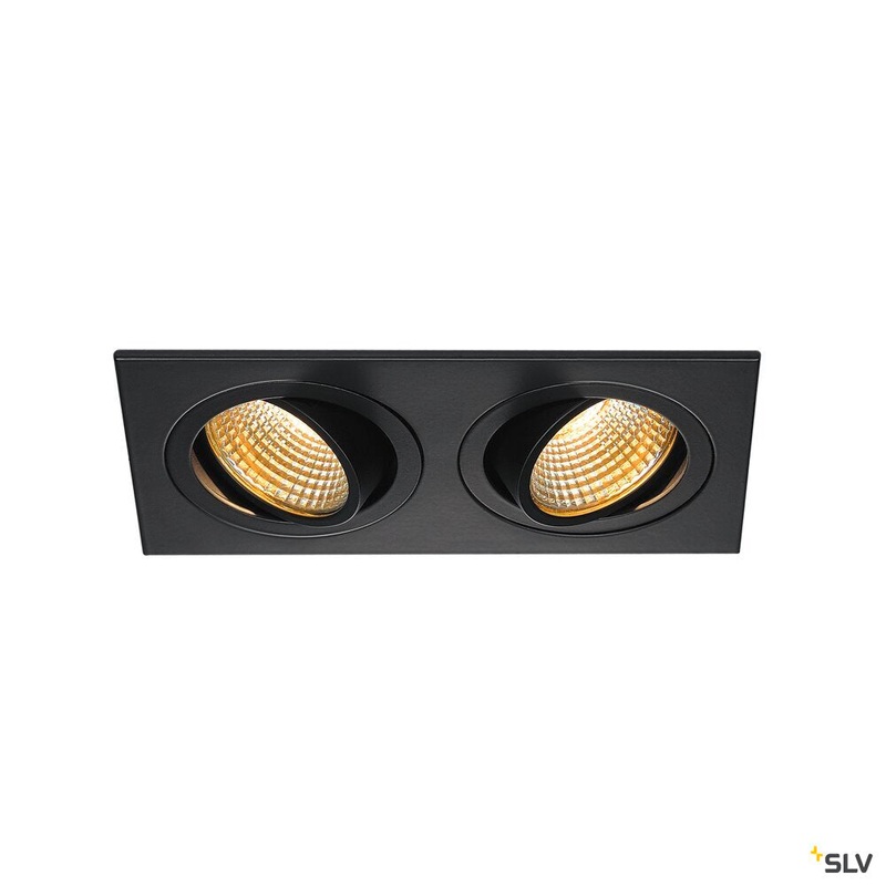 NEW TRIA 2 SET recessed fitting, double-headed LED, 2700K, rectangular, matt black, 38, 15W, incl. driver, clip springs