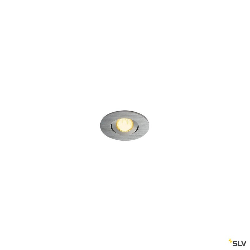 NEW TRIA MINI SET recessed fitting, LED, 3000K, round, brushed aluminium, 30, incl. driver, clip springs