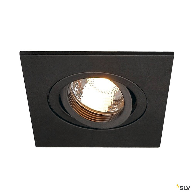 NEW TRIA XL, recessed fitting, QPAR51, square, matt black, max. 50W, incl. clip springs