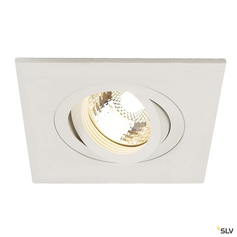 NEW TRIA XL, recessed fitting, QPAR51, square, matt white, max. 50W, incl. clip springs