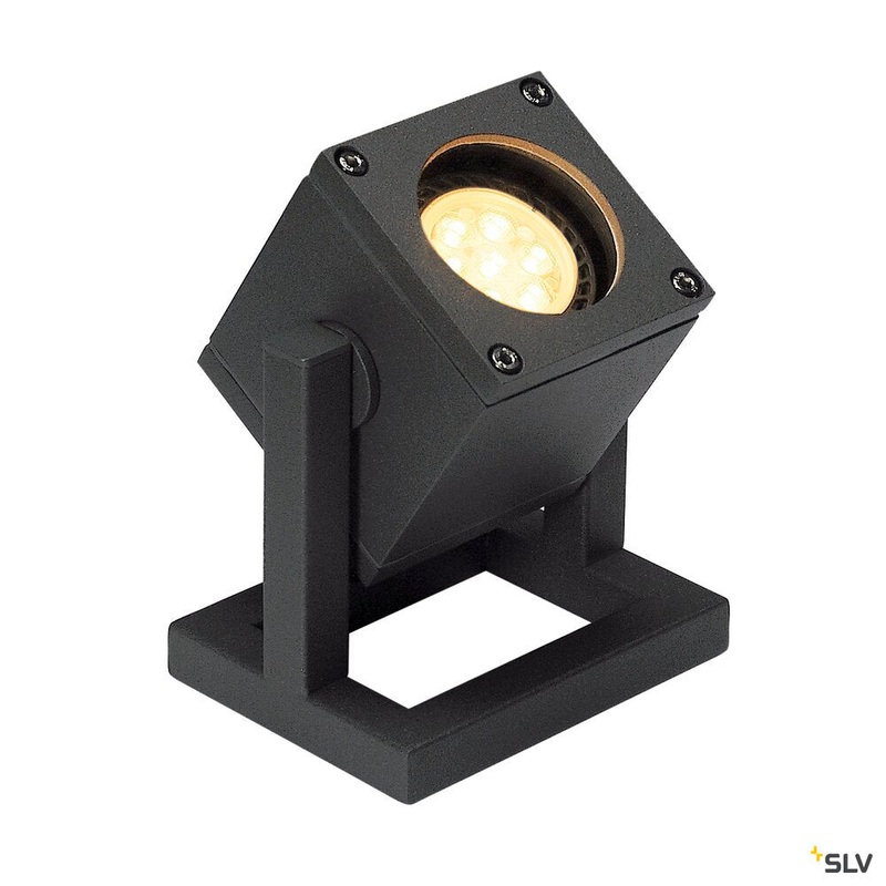 CUBIX 1 outdoor floor stand, single-headed, QPAR51, IP44, square, anthracite, energy saving lamp, max. 25W