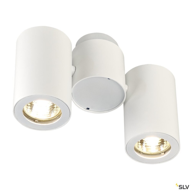 ENOLA_B, wall and ceiling light, double-headed, QPAR51, white, max. 100 W