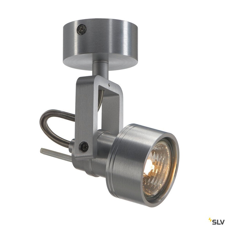 INDA, wall and ceiling light, spot, QPAR51, brushed aluminium, max. 50 W