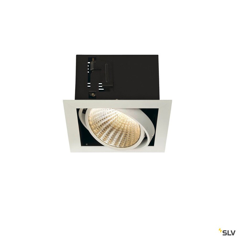 KADUX 1 SET recessed fitting, single-headed LED, 3000K ex, square, matt white, 30, 29W, incl. driver, clip springs