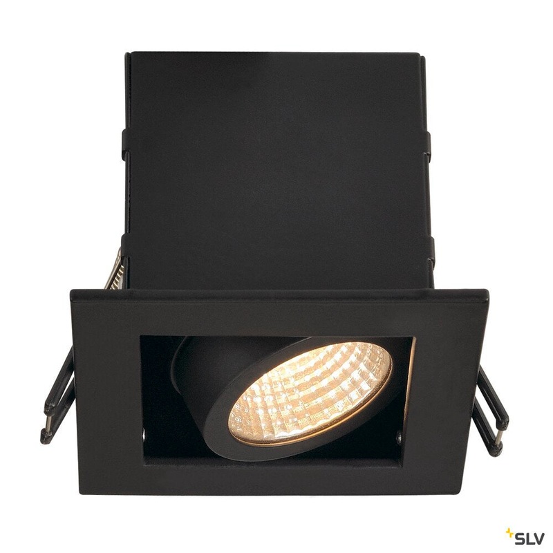 KADUX 1 SET recessed fitting, single-headed LED, 3000K, square, matt black, 38, 9W, incl. driver