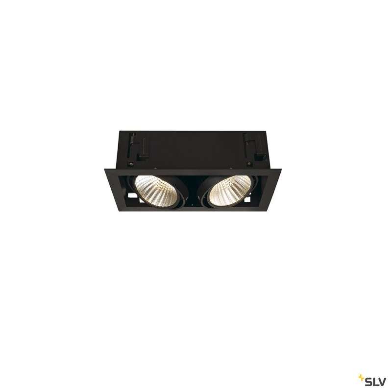 KADUX 2 SET recessed fitting, double-headed LED, 3000K xl, rectangular, matt black, 30, 54W, incl. driver, clip springs
