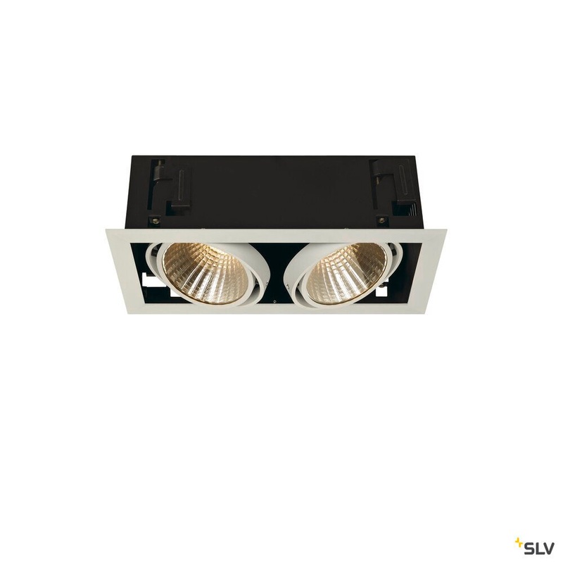 KADUX 2 SET recessed fitting, double-headed LED, 3000K xl, rectangular, matt white, 30, 54W, incl. driver, clip springs