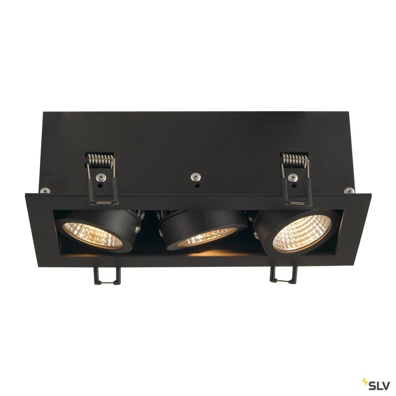 KADUX 3 SET recessed fitting, triple-headed LED, 3000K, rectangular, matt black, 38, 22W, incl. driver