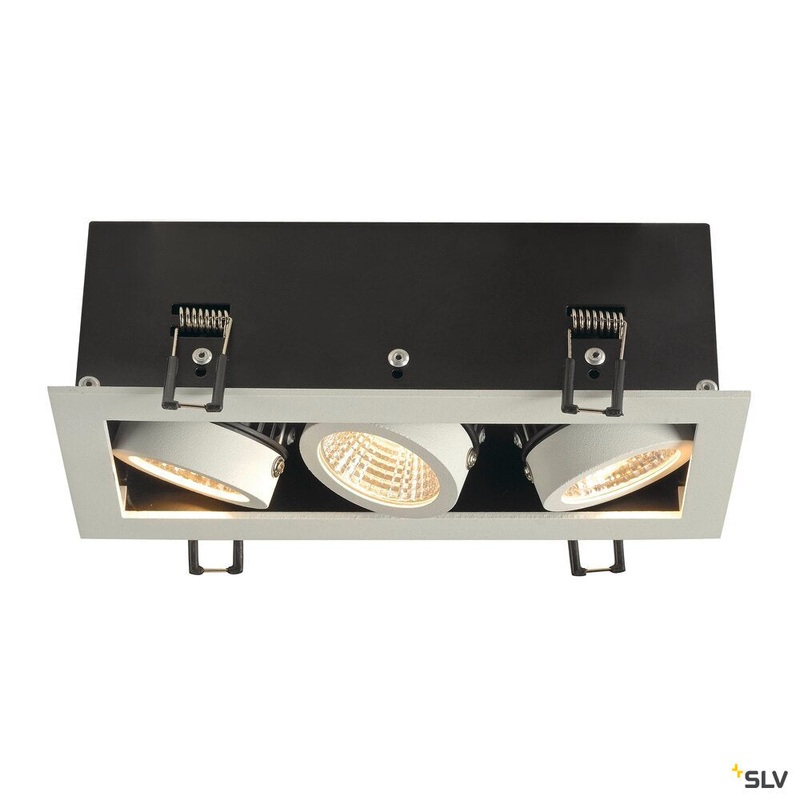 KADUX 3 SET recessed fitting, triple-headed LED, 3000K, rectangular, matt white, 38, 3x9W, incl. driver