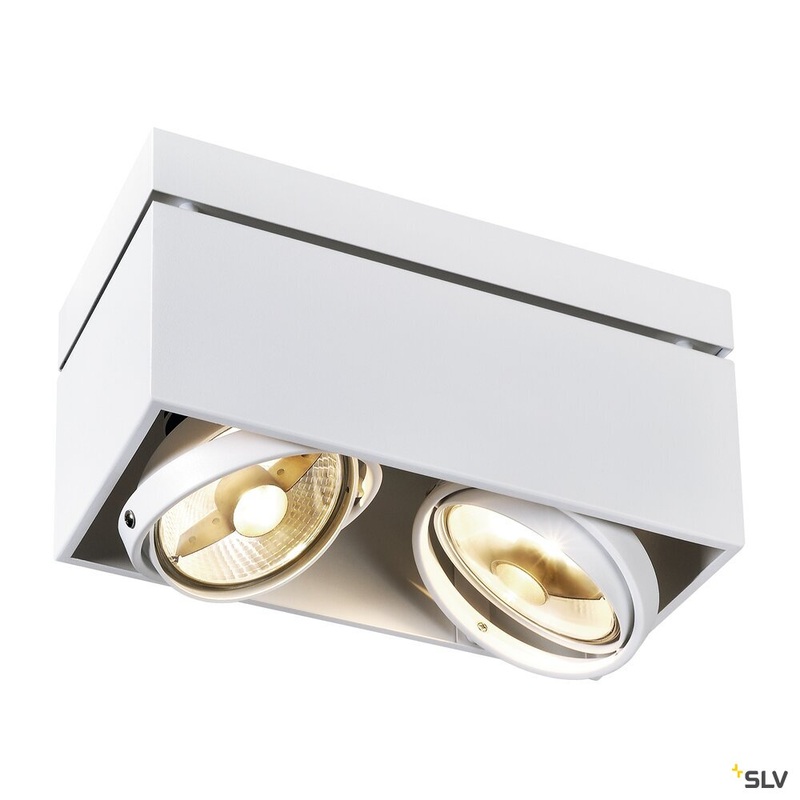 KARDAMOD ceiling light, double-headed, QPAR111, rectangular, white, max. 150W