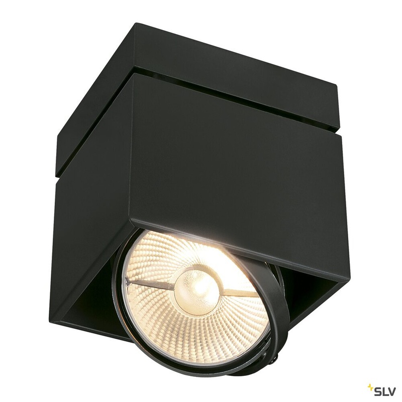 KARDAMOD ceiling light, single-headed, QPAR111, square, matt black, max. 75W