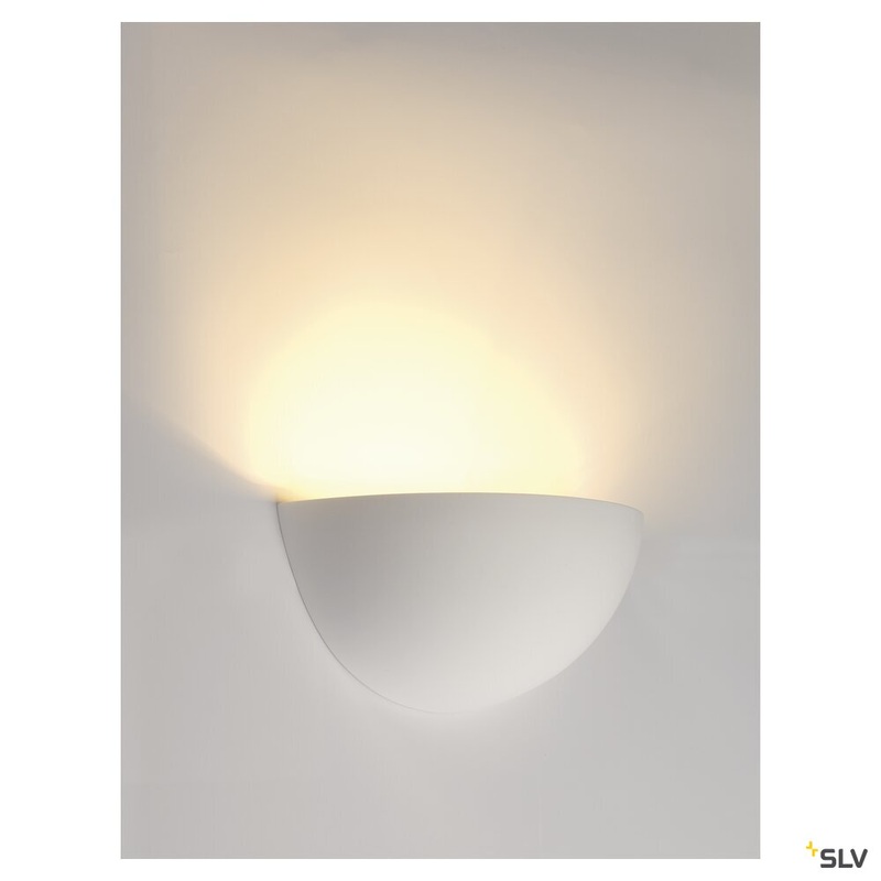 PLASTRA 101, wall light, C35, half-round, white plaster, max. 40 W