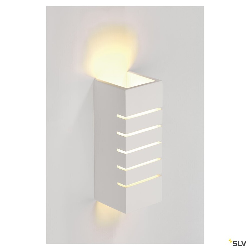 PLASTRA wall light, square, 100 Slot, white plaster, E14, max. 40 W