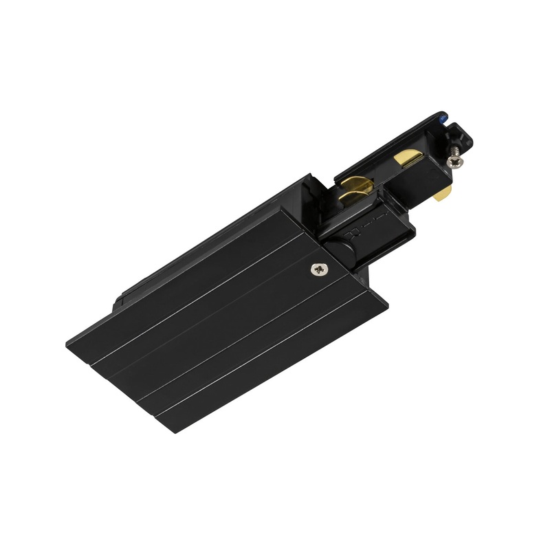 End feed, for S-TRACK 3-phase mounting track, earth electrode right, black, DALI