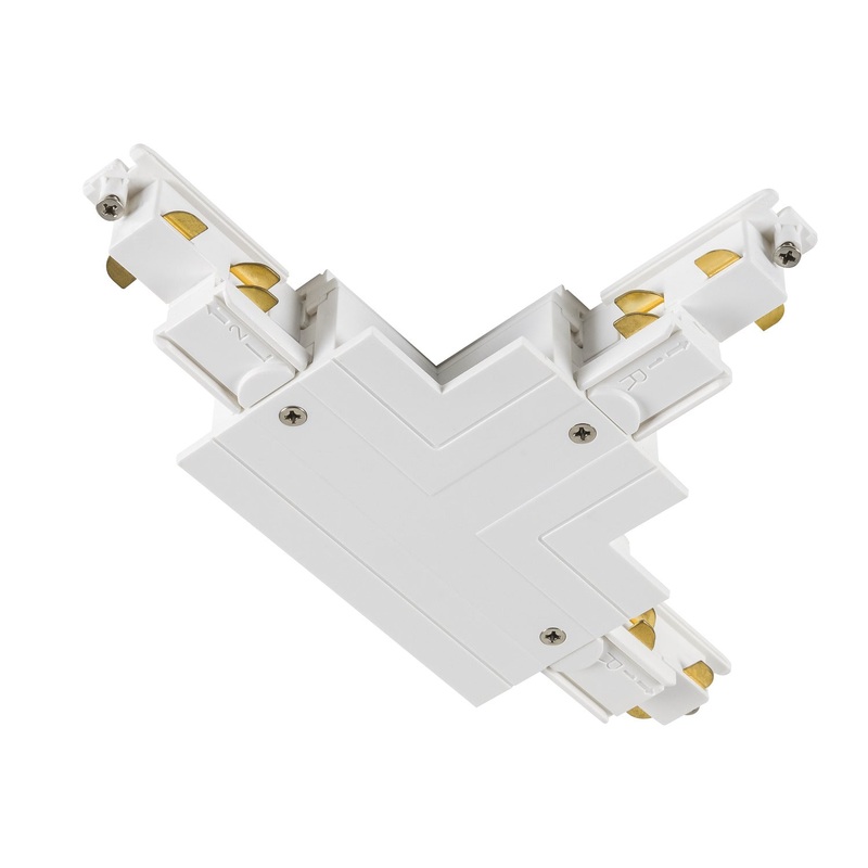 T-connector, for S-TRACK 3-phase mounting track, earth electrode inside right, white, DALI