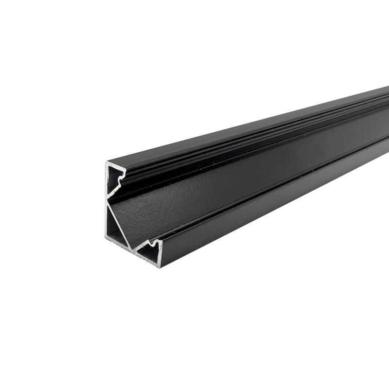 1 Metre Corner Surface Mounted Black Aluminium Profile, 18×25 mm