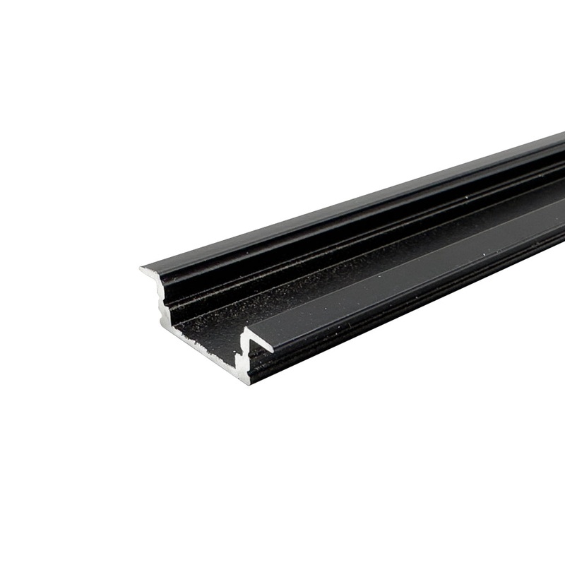 2 Metre Shallow Recessed Black Aluminium Profile, 7×25 mm