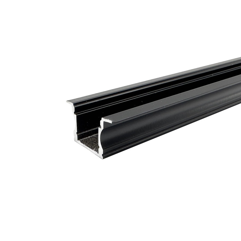 2 Metre Standard Recessed Black Aluminium Profile, 14×25 mm