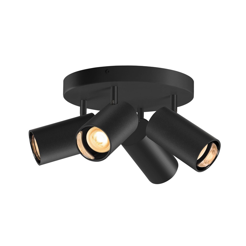 ASTO TUBE, ceiling-mounted light, cylindrical, GU10, 4x max. 10 W, black