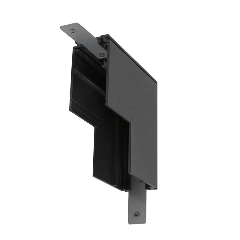 L-connector mechanical, 48V TRACK, for mounting track deep, stereo, black