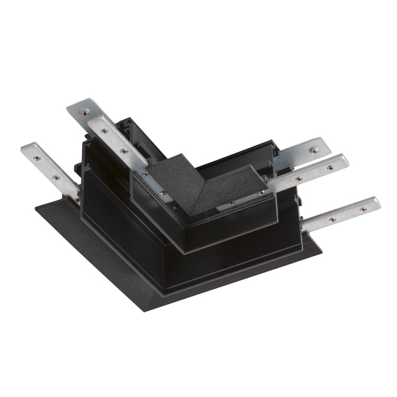 L-connector mechanical, 48V TRACK, for mounting track recessed, right, black