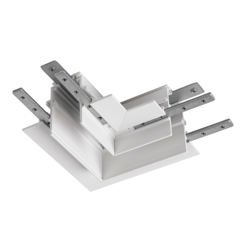 L-connector mechanical, 48V TRACK, for mounting track recessed, right, white