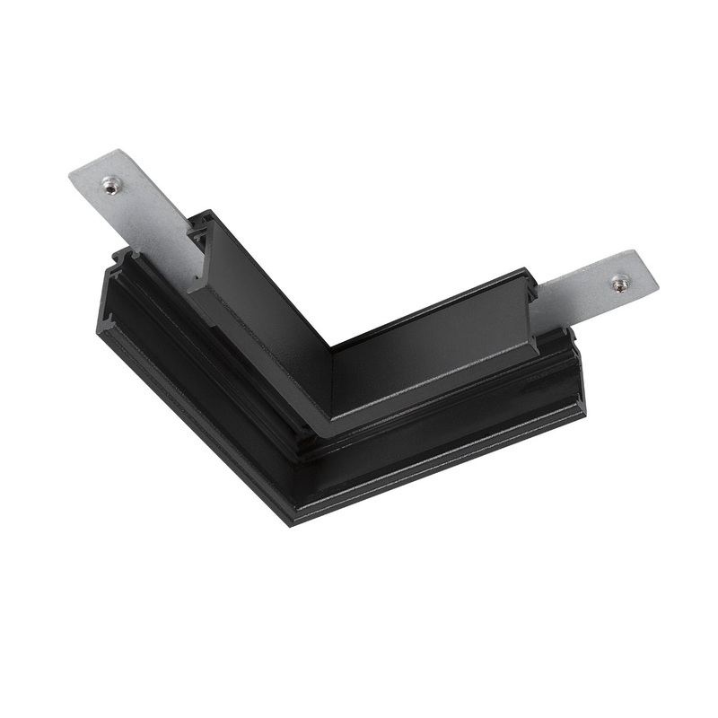 L-connector mechanical, 48V TRACK, for mounting track standard, left, black