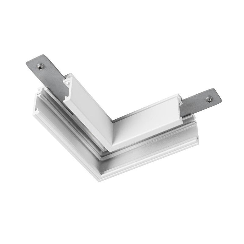 L-connector mechanical, 48V TRACK, for mounting track standard, left, white